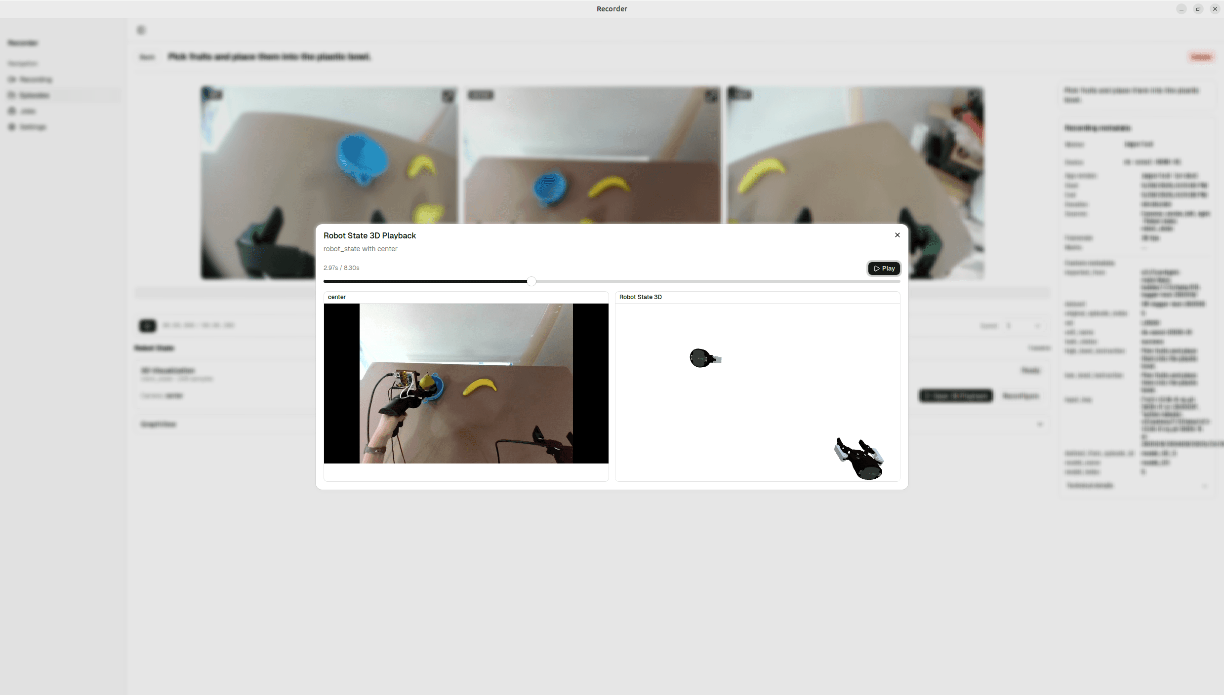 Robot state 3D playback converting a human demonstration into robot trajectories