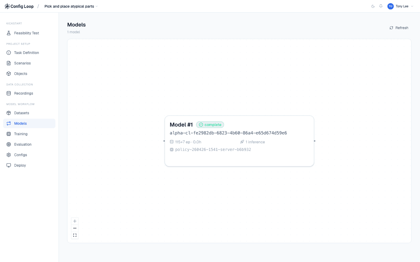 Loop models page listing fine-tuned models